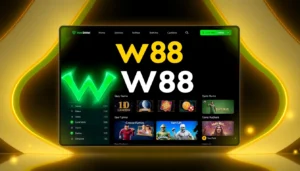 The W88 online betting platform showcases a vibrant interface with sports and casino elements for user engagement.
