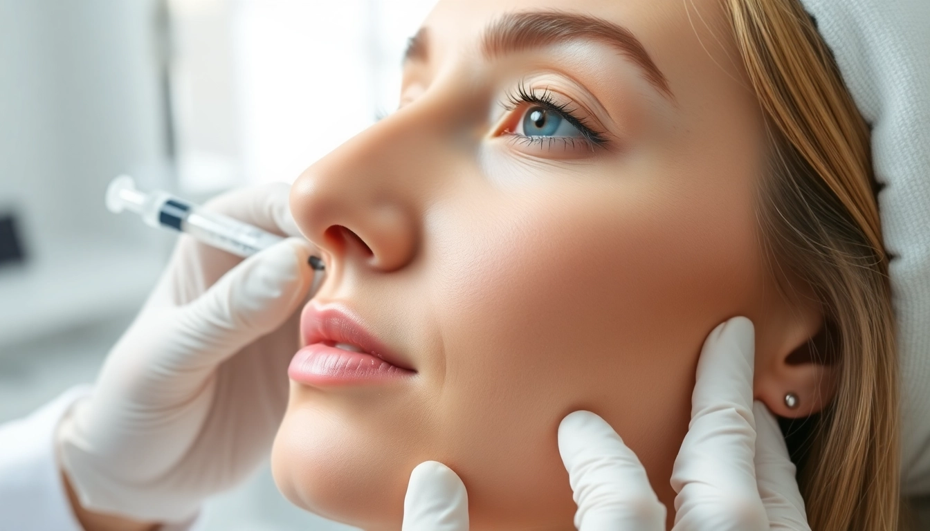 Administering Botox Behandlung for wrinkle reduction in a serene clinic environment.