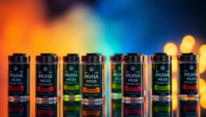 Authentic Muha Meds vape cartridges showcasing rich colors and detailed branding for a premium vaping experience.