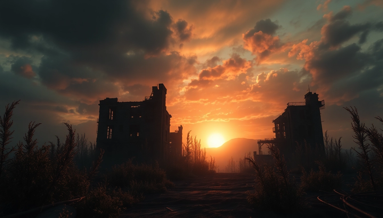Watch бесплатно одни из нас 1 сезон смотреть a scene of a post-apocalyptic world showcasing nature reclaiming urban ruins.