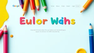 Visually engaging color-themed educational site at https://mycolor.school/ with vibrant crayons and artwork that appeals to children and educators.