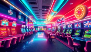 Visually appealing scene of a non GamStop casinos site showcasing lively slots and live tables, highlighting unrestricted UK gambling options for confident players.