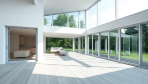 Elegant okna bydgoszcz in a modern living room, highlighting durability, energy efficiency, and sleek design for a comfortable home.