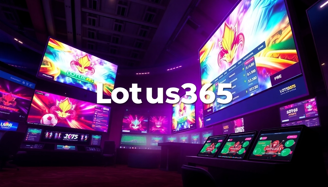 Lotus365 sports betting platform logo displayed on a high-tech device with vibrant colors and engaging interface, inviting users to participate in online gaming.