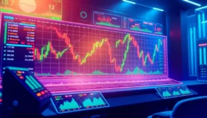 Cryptocurrency trading platform featuring dynamic market charts and digital assets for
