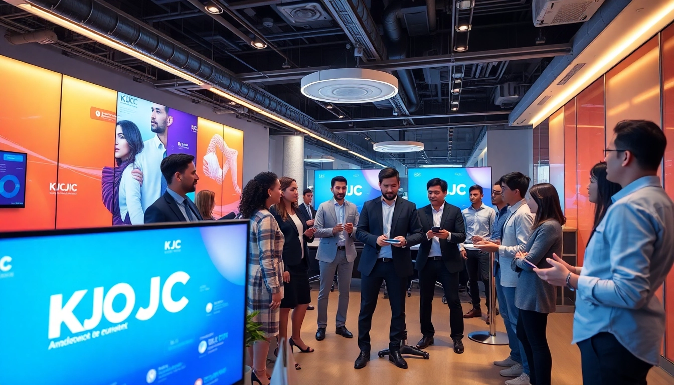 Professional team engaging in strategic planning for KJC's global entertainment ecosystem with