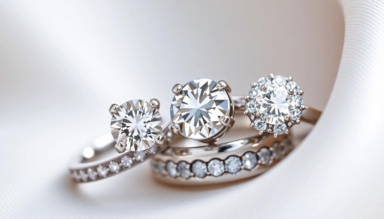 Classic engagement rings featuring solitaire and halo styles on elegant rings, highlighting timeless beauty.