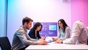 Professional team working on website development project to enhance user experience and performance