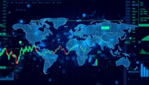 Global Market News highlights international financial data with stock charts and currency