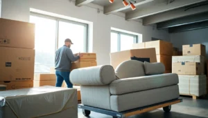 Experienced Umzugsunternehmen Wendelstein team carefully packing furniture in Wendelstein home
