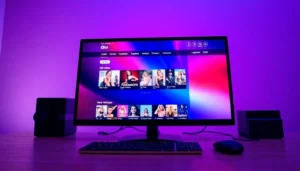 Computer screen displaying the homepage of an adult entertainment website with colorful thumbnails and categories.