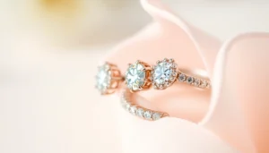 Showcasing beautiful suzadetuviu ziedai rings with sparkling diamonds on a romantic background