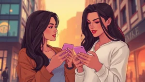 Engaging scene of a flirtatious couple communicating secretly for a plan cul connection,