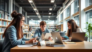 Students analyzing project topics in a library for academic success and research excellence