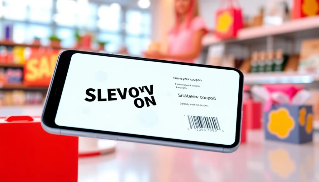 A user applying a slevovy kod on a laptop with digital coupons displayed on the screen for