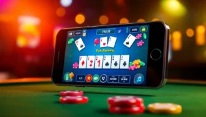 Pak Rummy gameplay on a smartphone showing cards, chips, and vibrant colors for an engaging