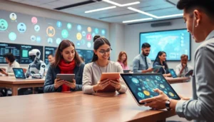 Professional using an AI-powered authoring platform to design personalized eLearning modules