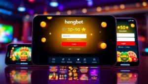 Hengongbet online casino login interface on mobile device with secure features and vibrant game